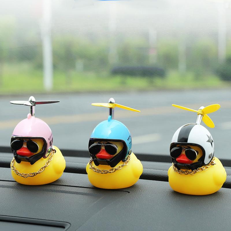 Car Duck With Helmet And Broken Wind Small Yellow Duck Helmet For Road Bike Bicycle Accessories With Light & Without Light Duck