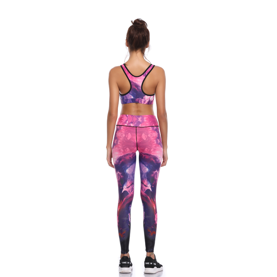 LI-FI Fitness Yoga Set Women Print Push Up Quick Dry Spotrs Wear Yoga Suits Running Workout Gym Wear Tight Slim Training Suit