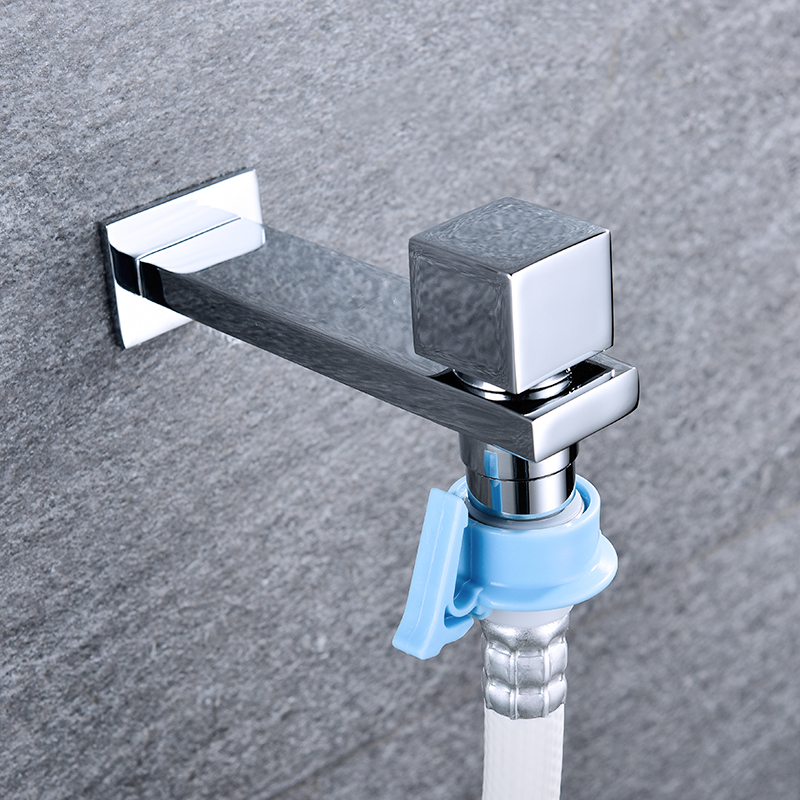 High Quality 2 Water Outlet Washing Machine Faucet Tap Double Spout Garden Outdoor Water Tap Chrome Plated G1/2