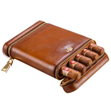 COHIBA Luxury Travel Cigar Case Holder Portable Cedar Wood leather humidor Humidifier Moisturizing free ship CF-0135