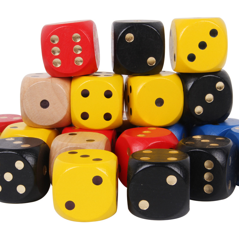 1PCS Wood Dice 35mm Big Colorful Solid Wooden Black Dot Game Rounded Dice Drinking Dice