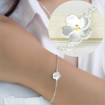 Aesthetic Romantic 925 Sterling Silver Jewelry Fashion Small Fresh Cherry Flower High-quality Female Bracelet SB11