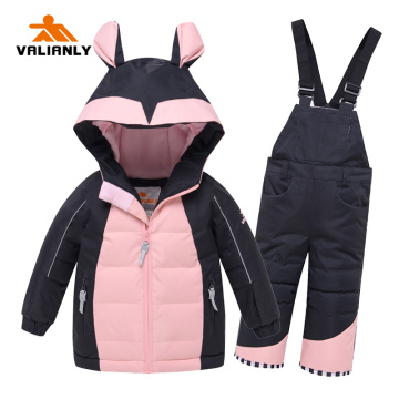 VALIANLY 2020 Winter Warm Kids Girls Ski Sets Children Clothing Cotton Snow Wear Ski Jacket Pants Outdoor Waterproof Ski Suits