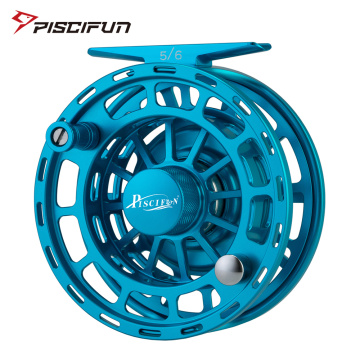 Piscifun Platte Blue Fly Fishing Reel 3/4 5/6 7/8 9/10 WT CNC Machine Cut Fishing Reel Large Arbor Aluminum Fly Reel