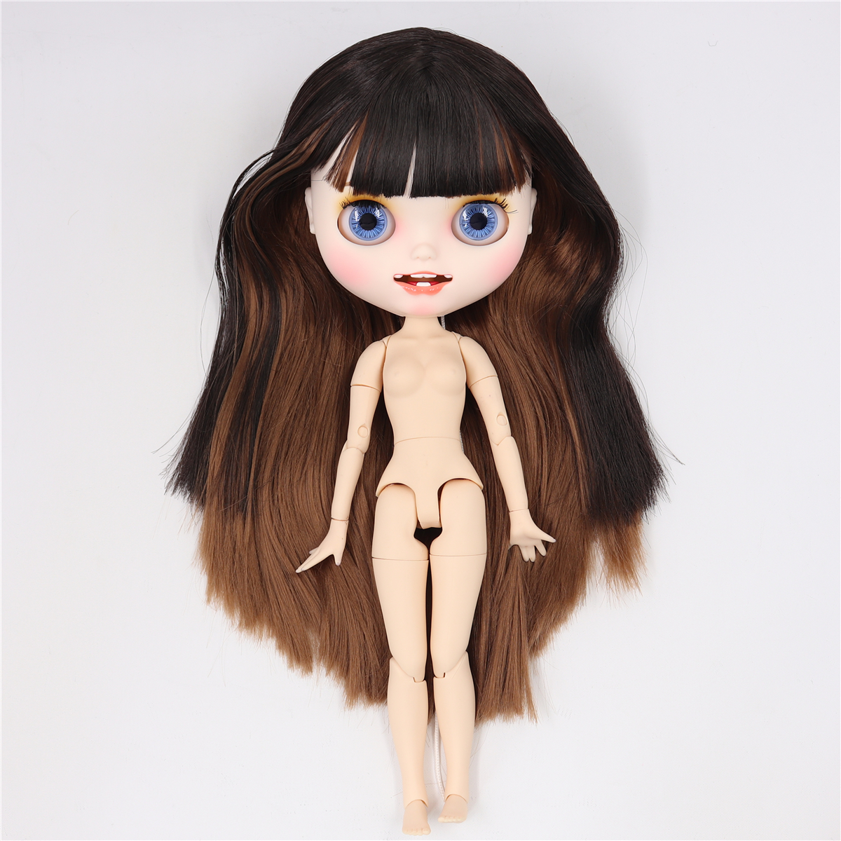ICY DBS Blyth doll white skin joint body custom doll bjd toy matte face BROWN hair naked doll 30cm