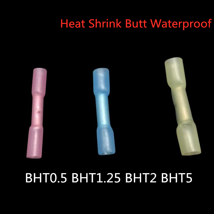 20-50pcs BHT0.5 BHT1.25 BHT2 BHT5 Heat Shrink Butt Waterproof Insulated Connector Terminal Nylon Brass Terminal BHT 004