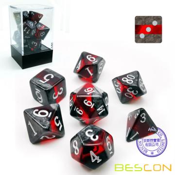 Bescon Mineral Rocks GEM VINES Polyhedral D&D Dice Set of 7, RPG Role Playing Game Dice 7pcs Set of RUBY