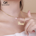 Name Necklace Plate Jewelry & Custom Personalized Necklace Curban Chain Stainless Steel Gold Color Choker Necklaces For Women