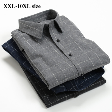 Plus Size 5XL 6XL 7XL 8XL 9XL 10XL Men's Casual Plaid Long Sleeve Shirt 2020 Autumn New Business Fashion Loose Shirt Male Brand