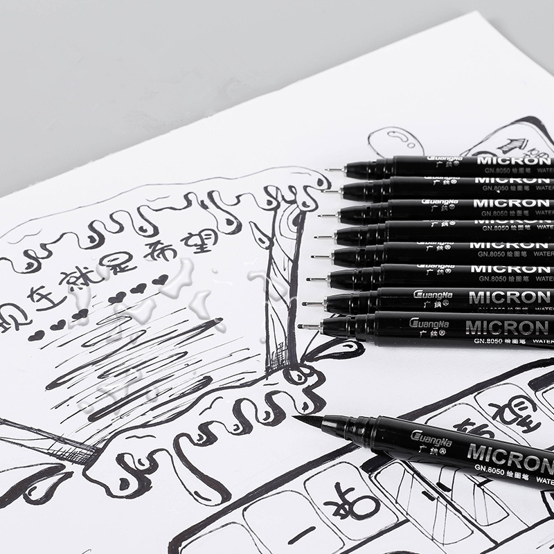 Drawing Pen Fineliner Ultra Fine Line Art Pen Black Ink 005 01 02 03 05 08 Micron Drawing Pen Office School Set
