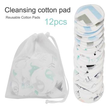 12Pcs Facial Makeup Remover Reusable Cotton Pads Three layer Wipe Pads Nail Art Cleaning Puff Washable with Laundry Bag