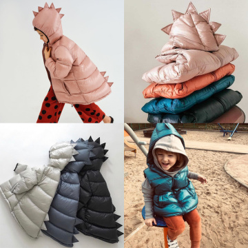 New Winter Kids Down Jacket Kukukid Boys Girls Dinosaur Hooded Coat Baby Chid White Duck Down Warm Outwear Clothes