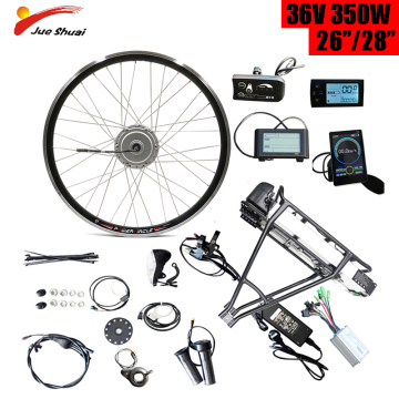 Bafang 36V 350W E-Bike Conversion Kit With Battery Rear Rack Electric Bicycle Kit 26