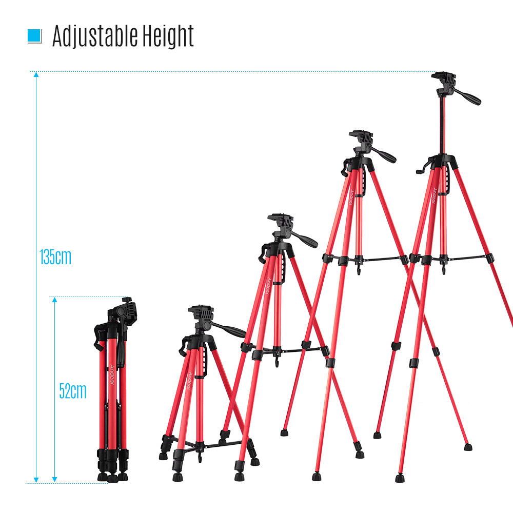 Andoer Lightweight Photography Tripod Stand Aluminum Alloy with Carry Bag Phone Holder For Canon Sony Nikon DSLR Camera