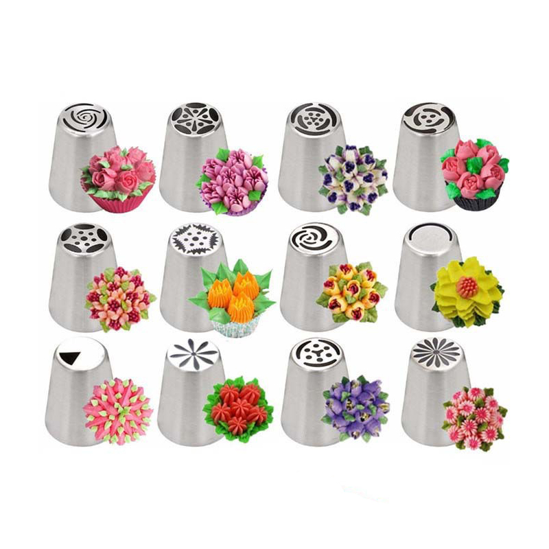 24PCS Decorating Tip Sets Silicone Ice Piping Bag 12pcs Stainless Steel Piping Nozzle Set 10pcs Pastry Bag Cake Decorating Tools