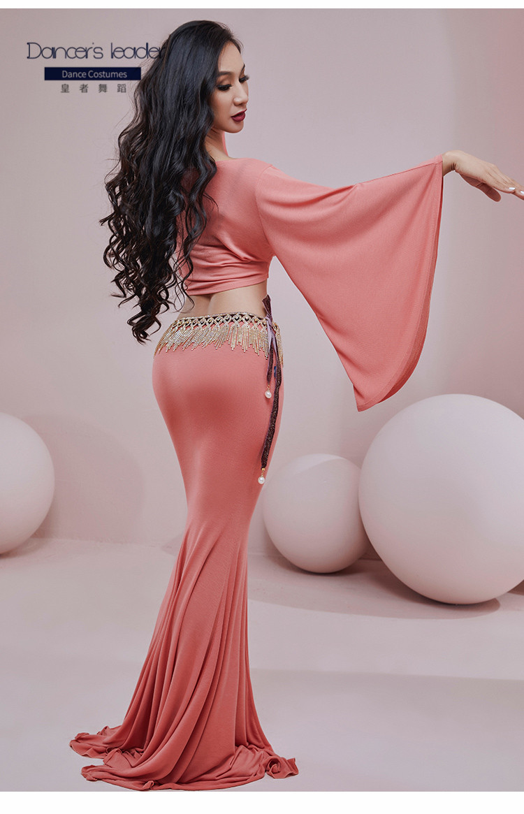 2020 winter new belly dance practice clothes loose jacket fishtail long skirt female adult elegant performance costume