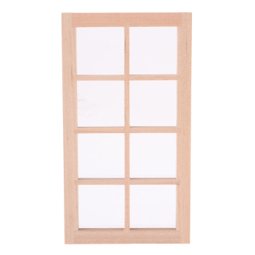 Unpainted Wooden Miniature 8-Pane Frame Door Window Frame Parts 1/12 Dolls House DIY Decor Children Hands-On Toy