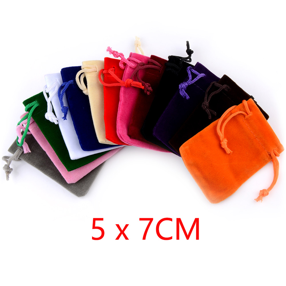 25pcs/bag 5x7 cm Jewelry Packaging Velvet Bag Wedding Gift Bags & Pouches Can customized