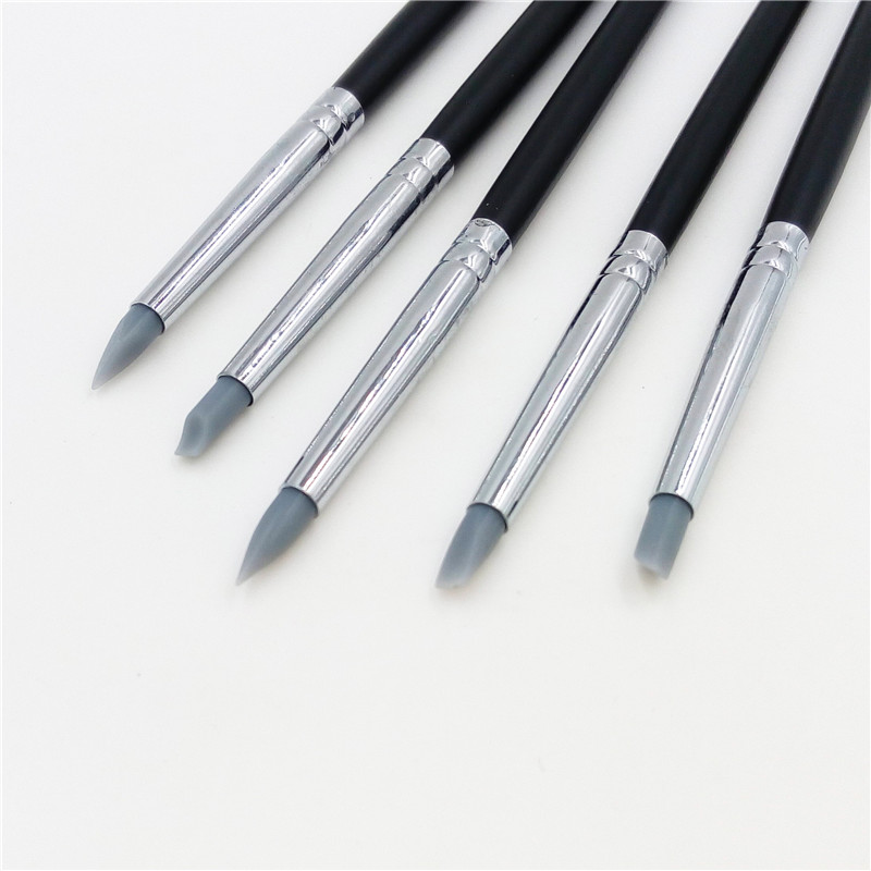 5pcs Small Pottery Clay Sculpture Carving Tools Silica Gel Pen Painting Nail Brush Set Different Shapes Art Craft Supplies