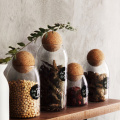 1000ML Transparent Spice Jar Glass Sealed Storage Bottle with Round Cork Mason Jar Tea Coffee Storage Tank Food Grains Container