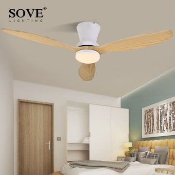 SOVE White Nordic Modern LED Wooden Ceiling Fan Wood Ceiling Fans Lamp Living Room Attic Fan DC Ceiling Fans With Lights 220v