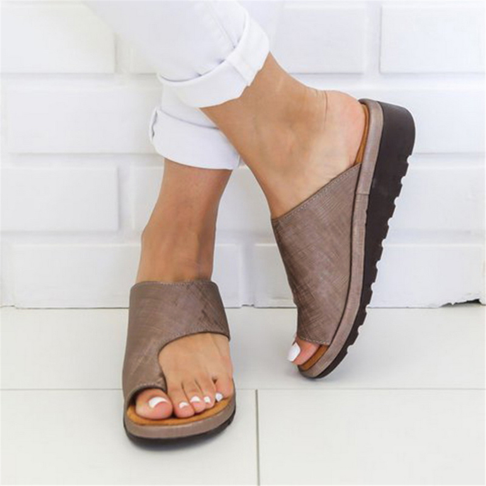Puimentiua Women Slippers Flat Sole Casual Soft Big Toe Foot Sandal Women Shoes Comfy Platform Orthopedic Bunion Corrector