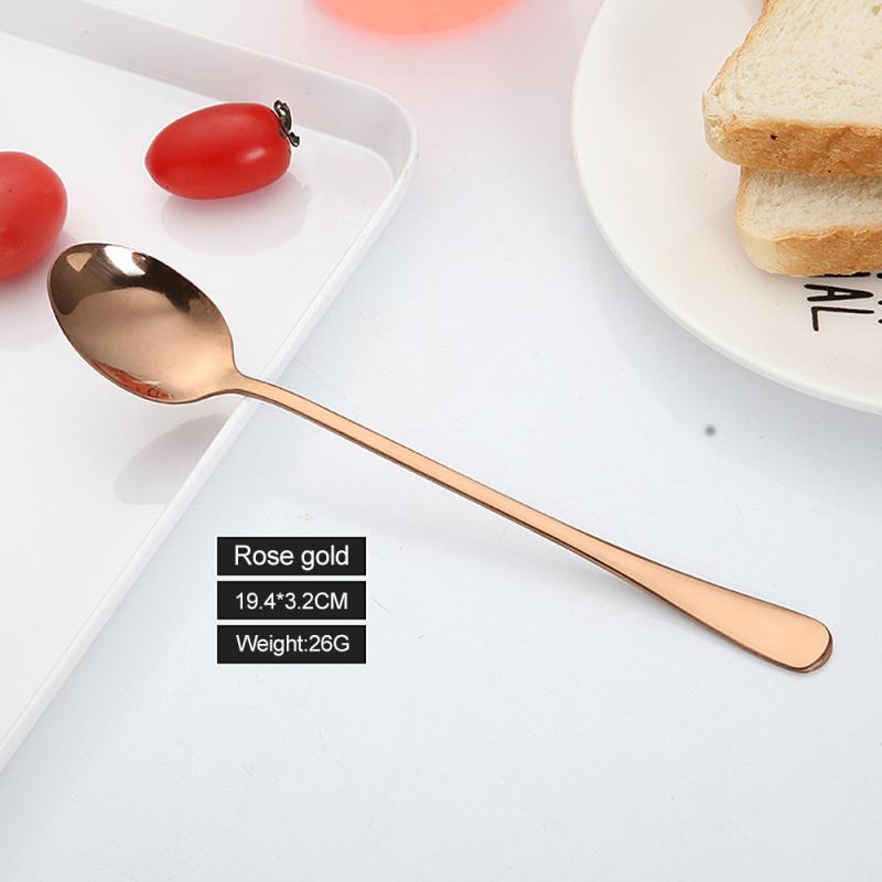 Hot! Colorful Long Handle Spoon Stainless Steel Coffee Tea Spoons Tip Head Tableware Beauty Mugs Spoons Soup Spoon Kitchen Tools