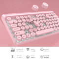 Wireless Gaming Computer Keyboard Mouse Combo 77 Keys Small Ergonomic PC Gamer Keybord USB Mause Kit Set Round Keycaps Pink Girl