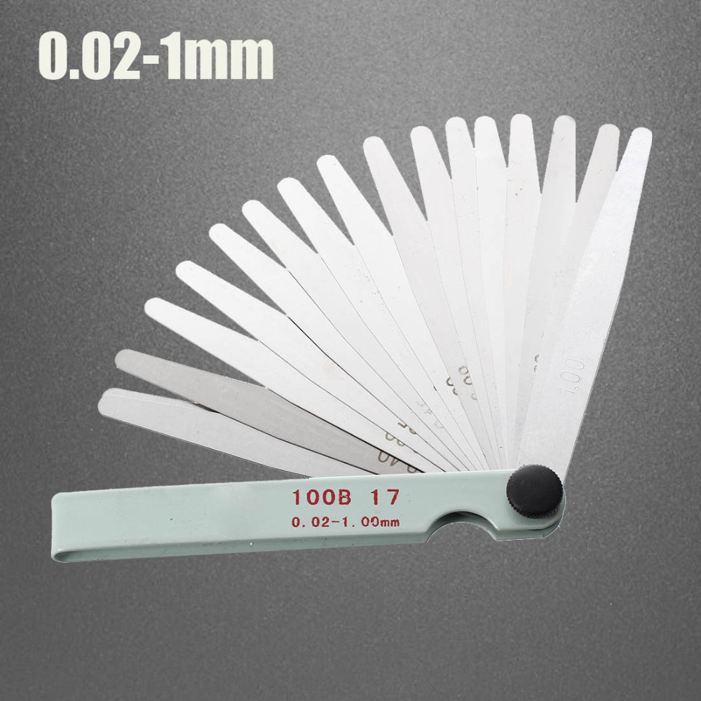 17 Blades Feeler Gauge Metric Gap Filler 0.02-1.00mm Gage Measurment Tool For Engine Valve Adjustment