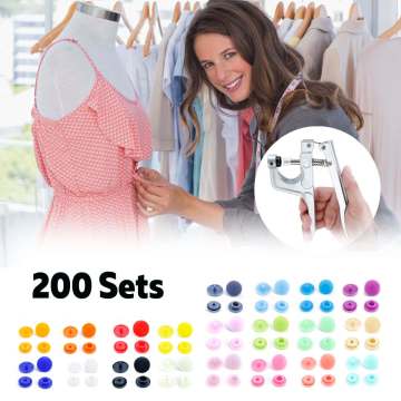 200 Sets KAM T5 for T3 T8 11.5MM Round Plastic Snaps Button Fasteners Quilt Cover Sheet Button Garment Accessories For Clothes