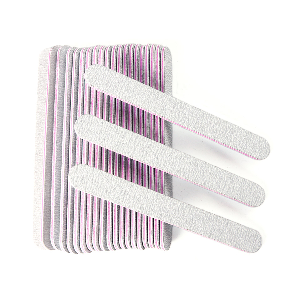 5pcs Nail File 100/180 Double Side Nail Sanding Buffer Manicure UV Gel Polishing Grinding Grey Sandpaper Nail Files Tools JI864