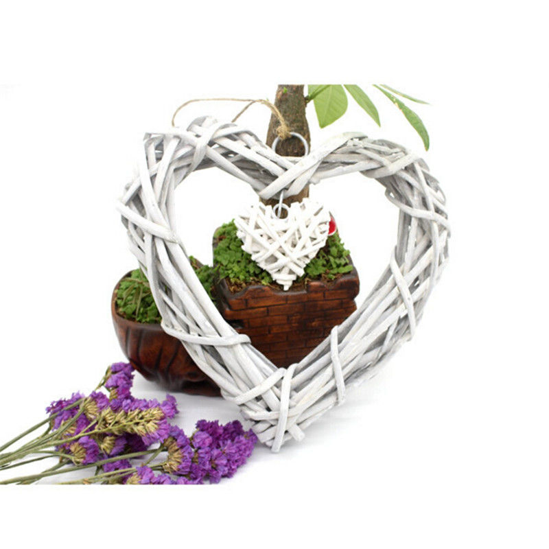 Fashion Romantic Wicker Rattan Hanging Heart Wreath Wedding Love Supplies Home Decoration Party Ornament Set Heart Pendant