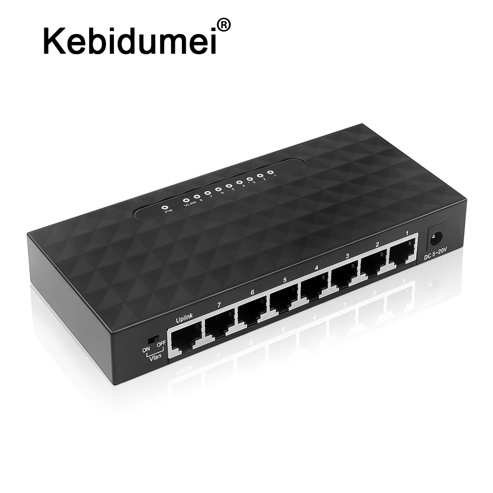 kebidumei 8-Port Gigabit Switch HUB LAN 10/100/1000Mbps Full-Duplex Gigabit Ethernet Desktop Network Switches