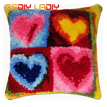 Latch Hook Cushion Kits Heart & Love Pillow Case Crochet Hobby & Crafts DIY Yarn for Embroidery Cushion Cover Sofa Bed Pillows