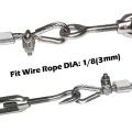 20Pcs Heavy Duty Wire Rope Tension Kits Turnbuckle 1/8 Inch Wire Rope Cable Clip/Clamp Thimble Wire Rope Aluminum Sleeve