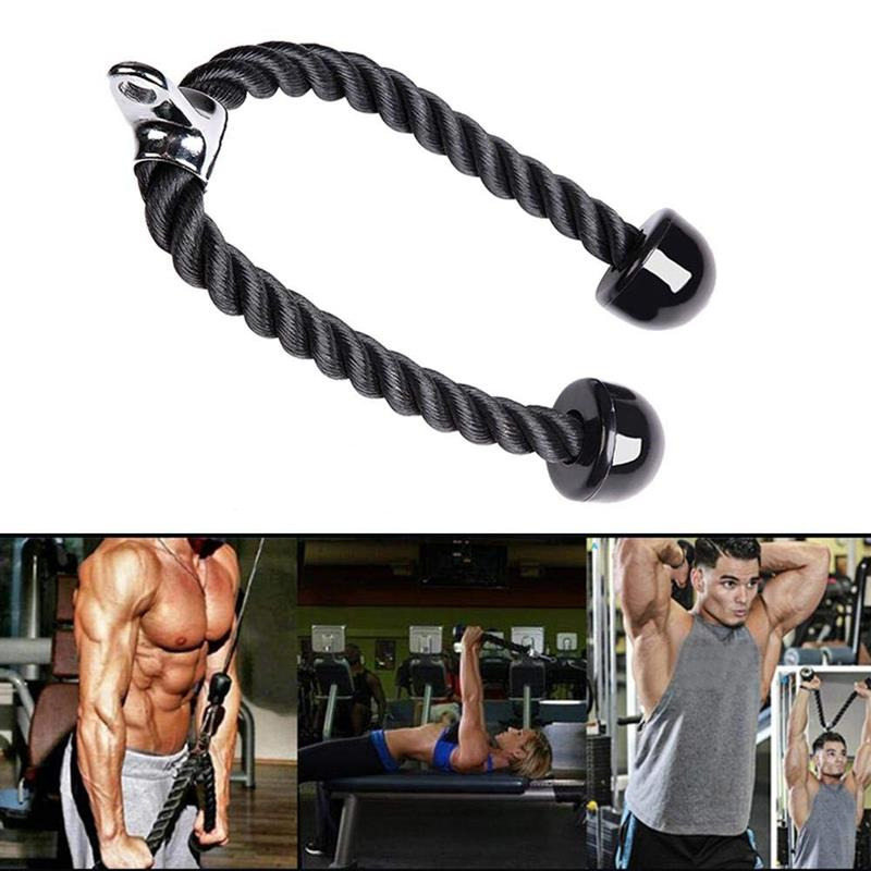 Home Gym Triceps Press Down Cable Attachment Weight Machine Accessories D Row Handle Tricep Rope Heavy Duty Fitness Equipemnt