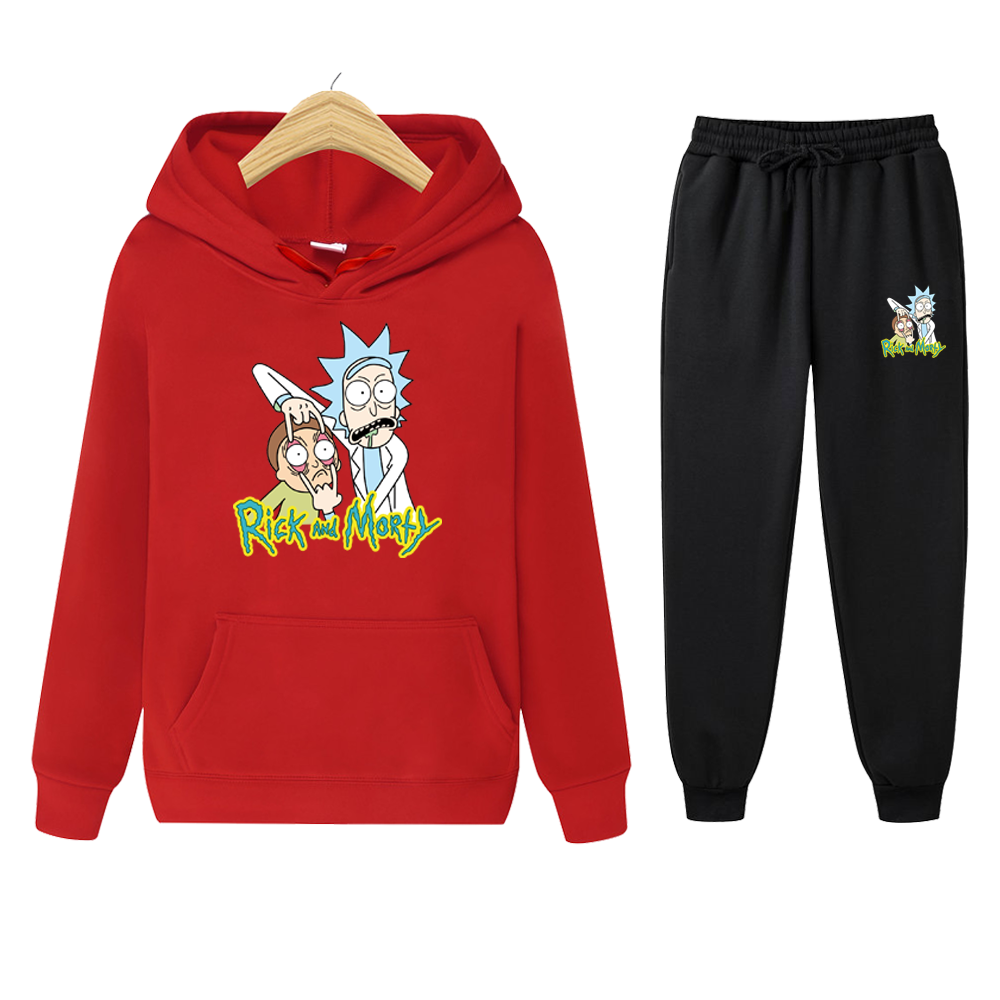 Two-piece fashion hooded sweatshirt funny funny Morty Rick sportswear men's track suit hoodie autumn brand clothes hoodie + pant