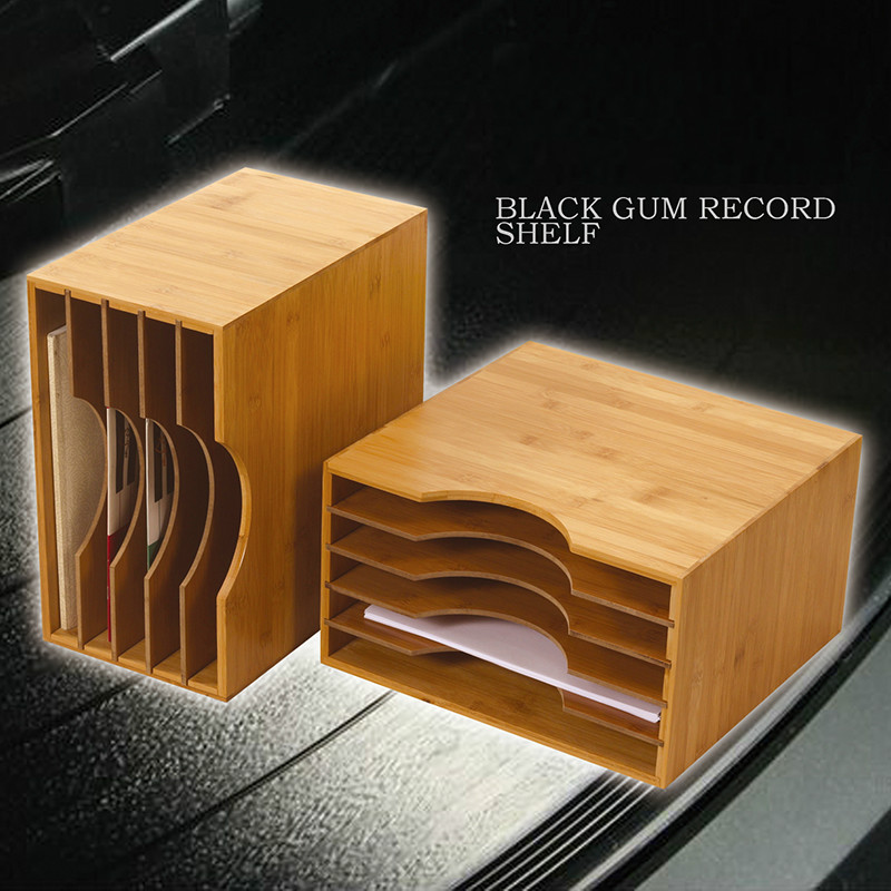 Black Gum Record Shelf Classical Nostalgic LP Record Storage Rack Vinyl Disc Storage Rack CD Rack Baffle Detachable Flexible