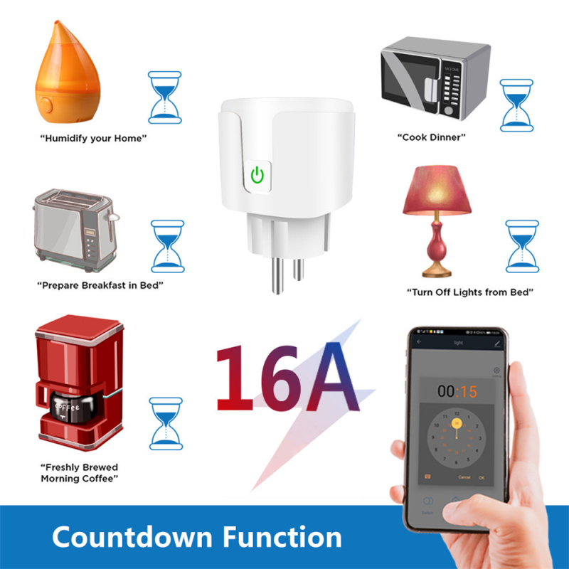 1-5pcs 100-240V Smart Life WIFI Wireless Remote Smart Socket For Alexa Google Home Voice Control 16A Power Socket Smart Outlet