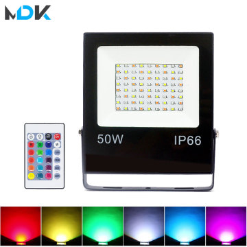 RGB LED Flood Light Outdoor Spotlight 50W 30W 10W Floodlight 16 Colors Reflector Lamp Waterproof IP66 Garden lighting