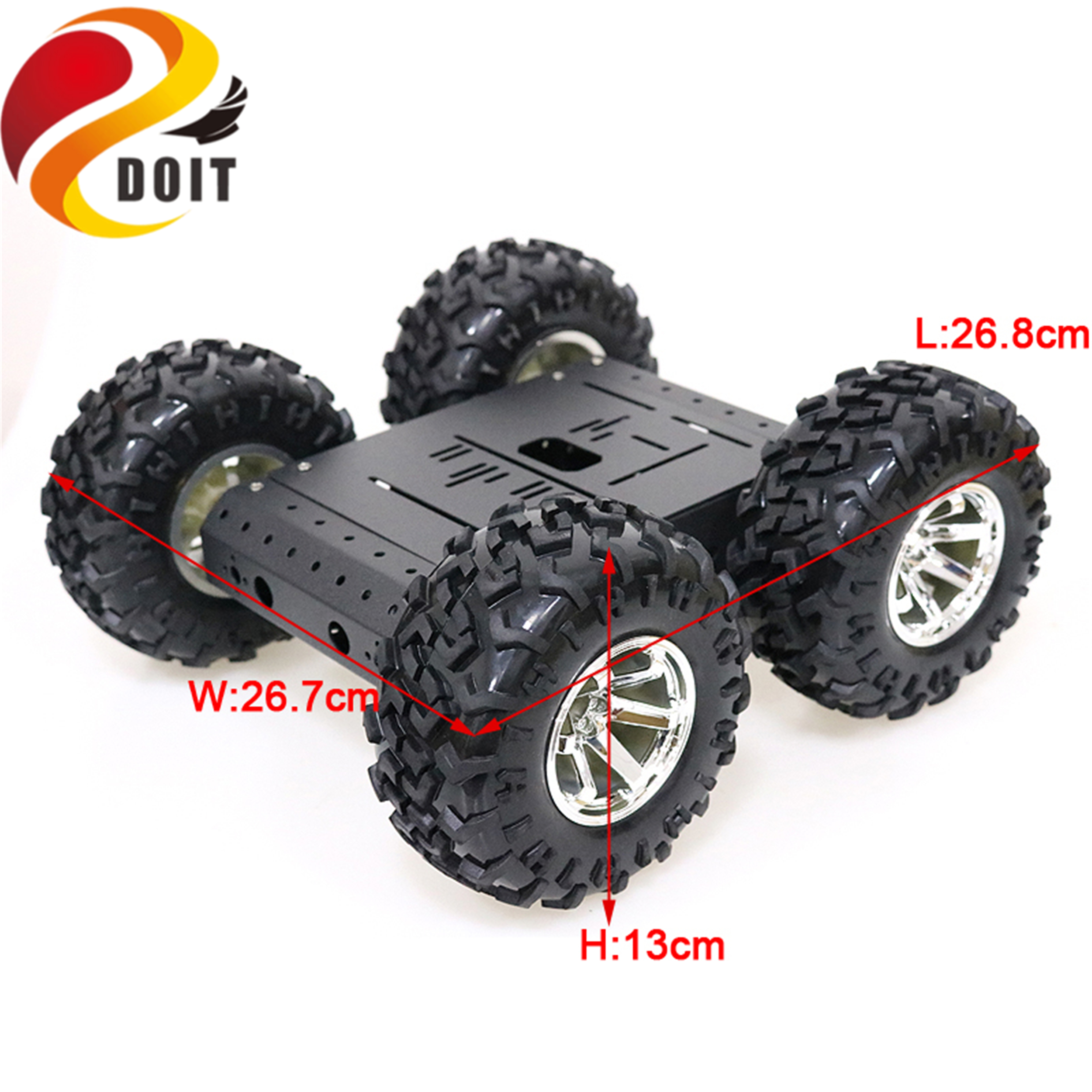 SZDOIT 4WD Metal Smart Robot Car Chassis Kit 130mm Rubber Wheel High Torque DC Motor Heavy Load DIY For Arduino Education DIY