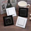 EU DIY Black Crystal Glass Push Button Reset Curtain USB Cat 6 EU French Switch Socket Round Back Wallpad L6 Fit EU Box