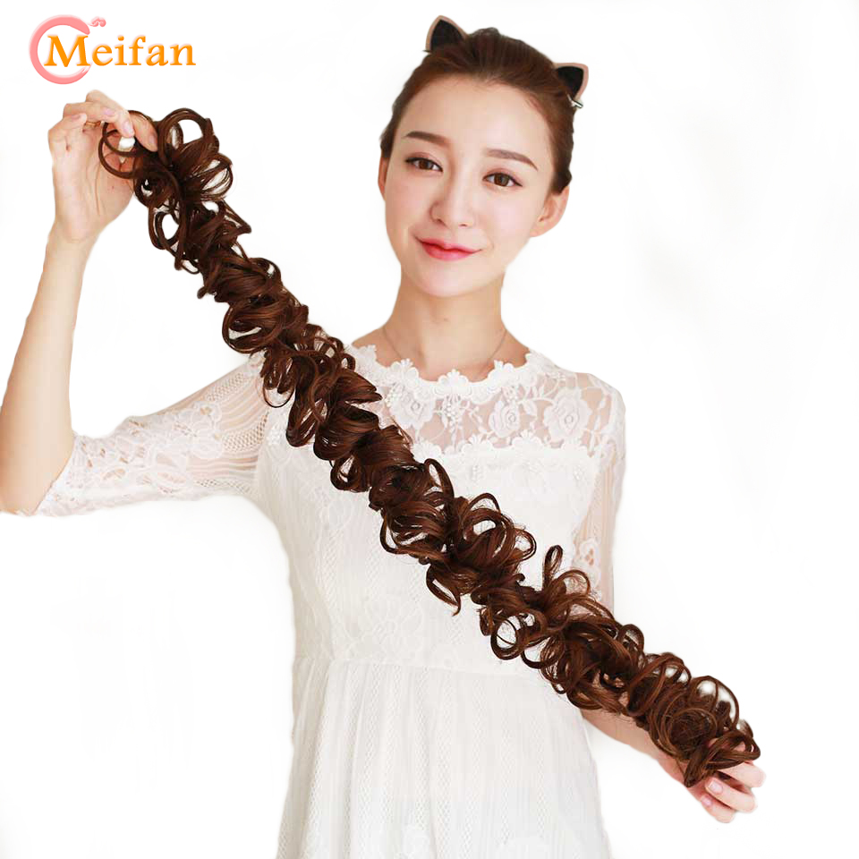 MEIFAN Hair Bun Curly Messy Donut Chignons Wrap in Ponytail Hair Tail Hair Extensions High Temperature Synthetic Fake Hair