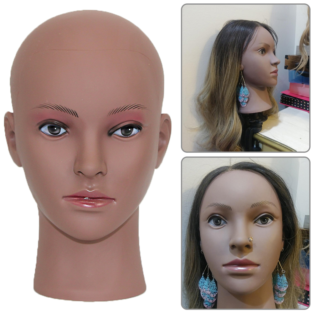 Bald Mannequin Head Stand Soft PC Really 3D eyes manikin head Wig holder for Wigs Display Hat Display Glasses Display