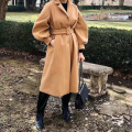 Autumn Winter new Women's Trench Coat Belted Long Warm Wool Jackets Fashion Ladies Oversize High Quality Outerwear 2020