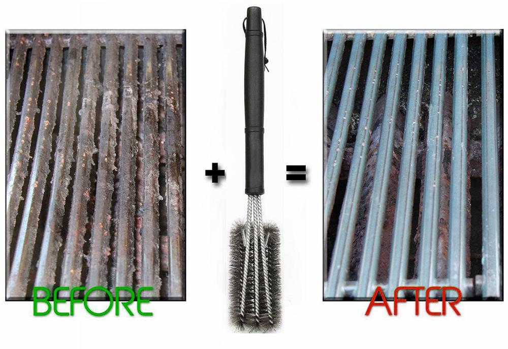 18 inch Grill Cleaning Brush BBQ tool grill brush 3 Stainless Steel Brushes In 1 Cleanin bbq Accessories Best cleaner barbecue