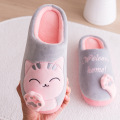 Autumn Winter Cotton Slippers Fur Rabbit Home Warm Thick Bottom Indoor Cotton Shoes Womens Slippers Cute Fluffy Cat Slippers