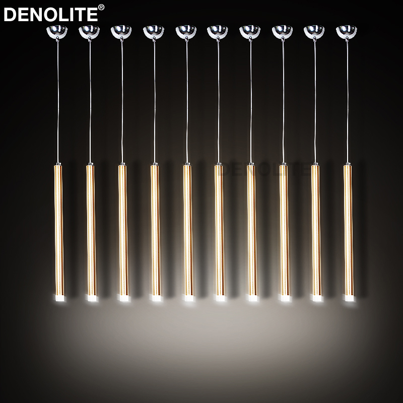 DENOLITE Custom Led Restaurant Pendant Lamp Art Decoration Aluminum Long Tube Pendant Light Office Front Bar Hanging Lamp