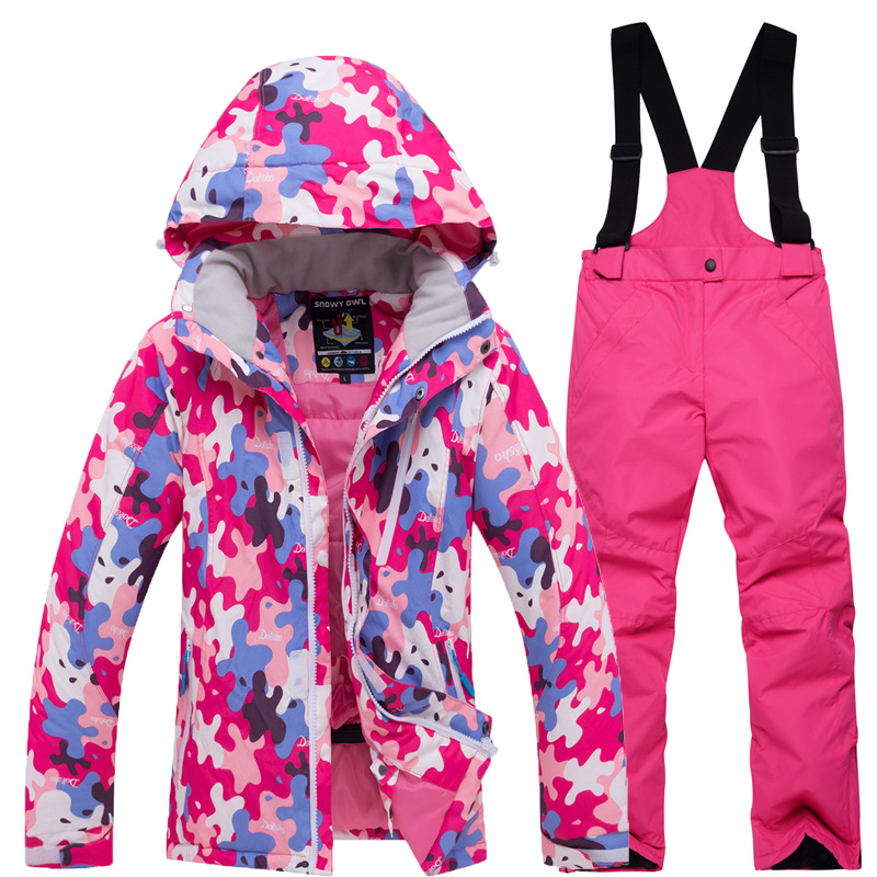 2018 Children Kids ski snow suit winter clothing waterproof jacket pants overalls teens girl boy sports outdoor wear set outfit