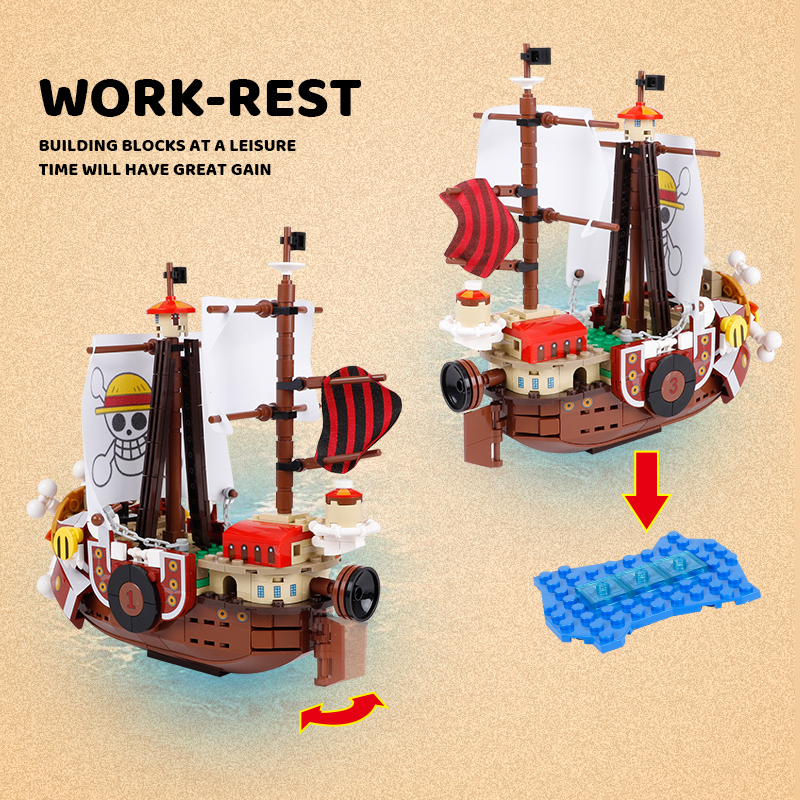 432pcs One Pieces Boats Thousand Sunny Pirate Ships Luffy Blocks Model Techinc Idea Figures Building Bricks Children Toys Gifts